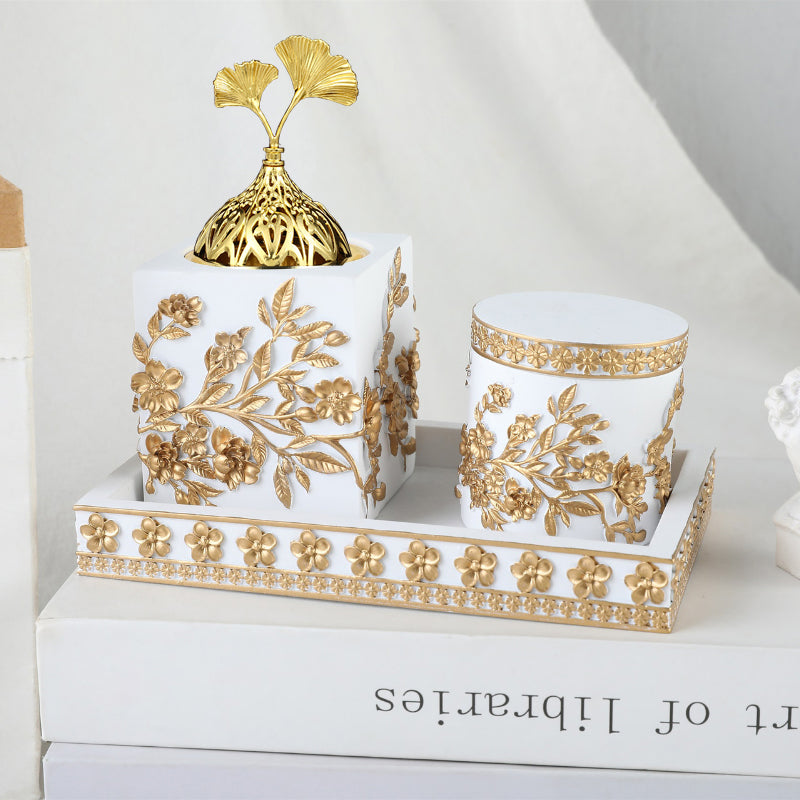 Zahani Arabian Incense Burner Set – Golden Floral Edition
