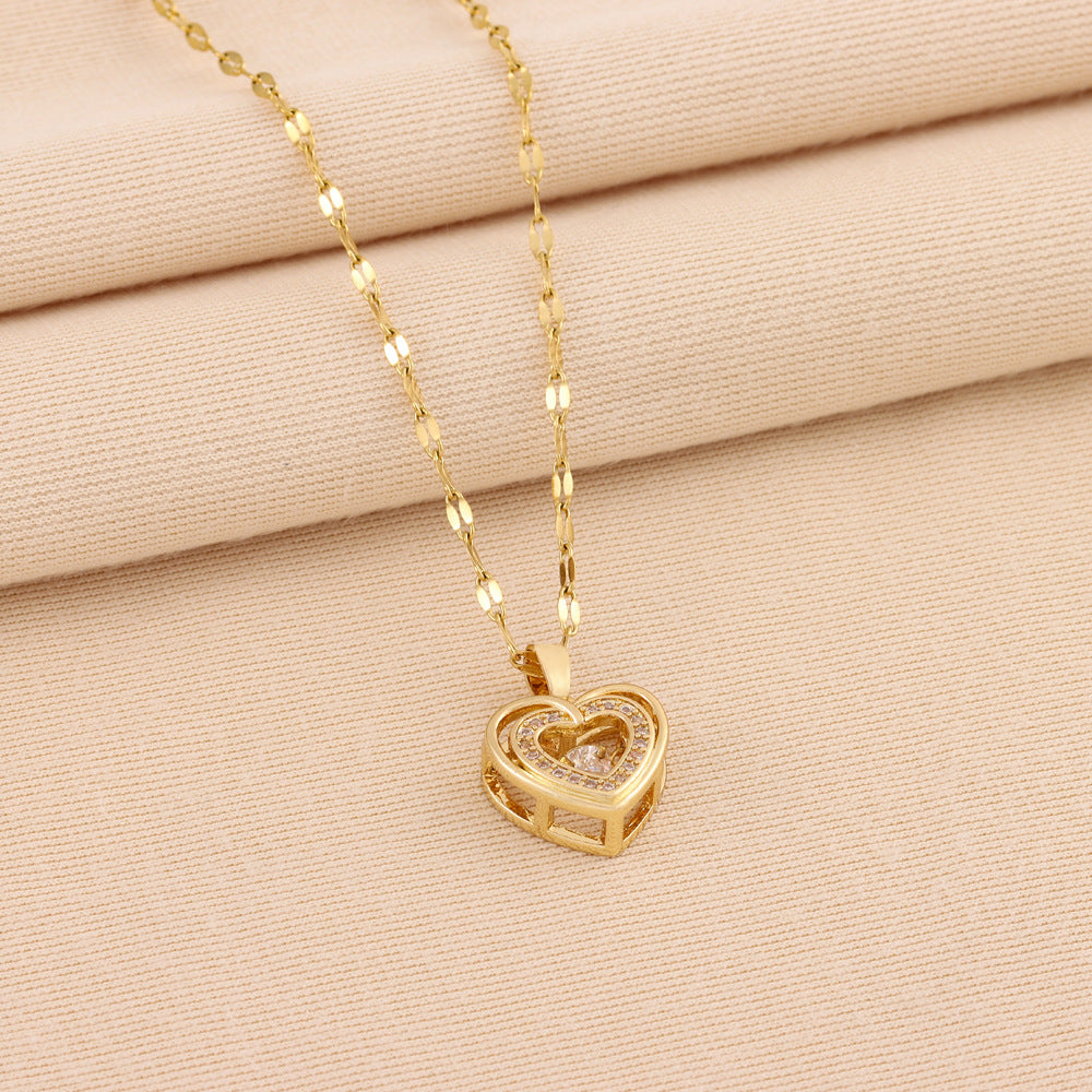 Zahani Golden Heart Necklace - Double Love Edition