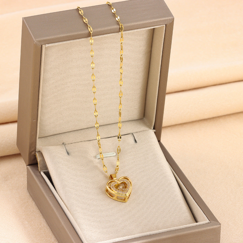 Zahani Golden Heart Necklace - Double Love Edition