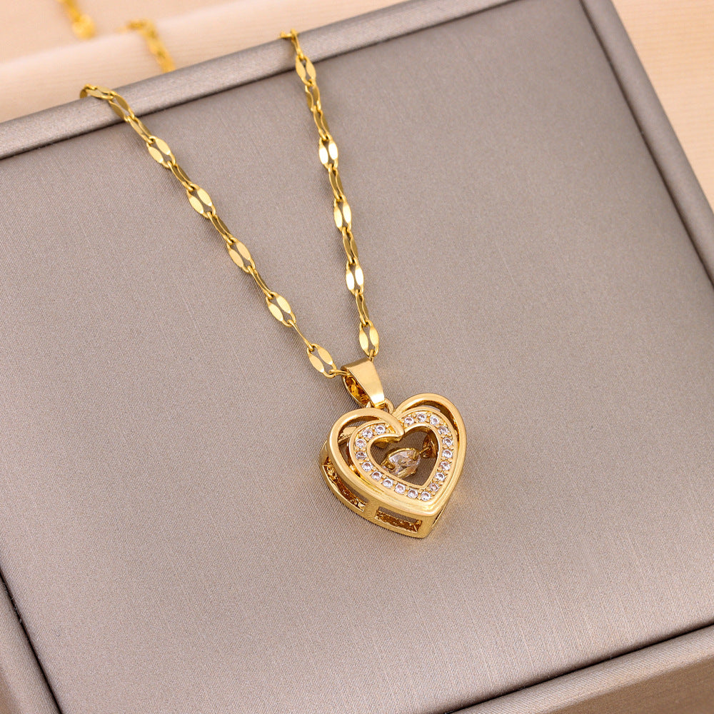 Zahani Golden Heart Necklace - Double Love Edition