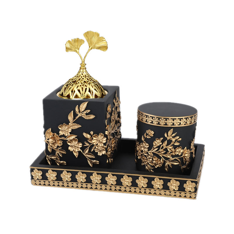 Zahani Arabian Incense Burner Set – Golden Floral Edition
