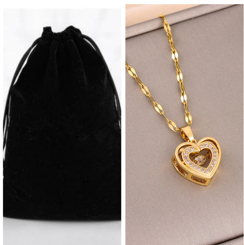 Zahani Golden Heart Necklace - Double Love Edition